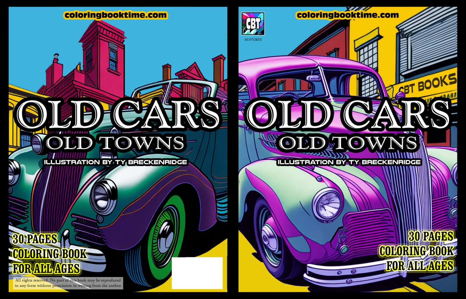 OLD CARS OLD TOWNS FULL COVER COLORING BOOK IMG